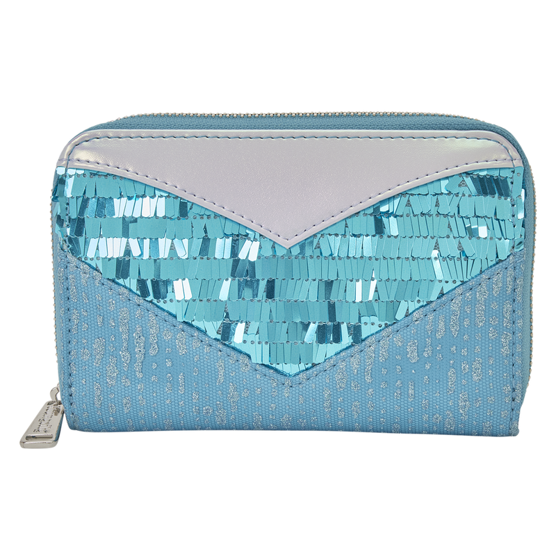 LOUNGEFLY : DISNEY - Frozen Elsa Glitter Sequin Cosplay Zip Around  Purse
