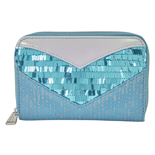 LOUNGEFLY : DISNEY - Frozen Elsa Glitter Sequin Cosplay Zip Around  Purse