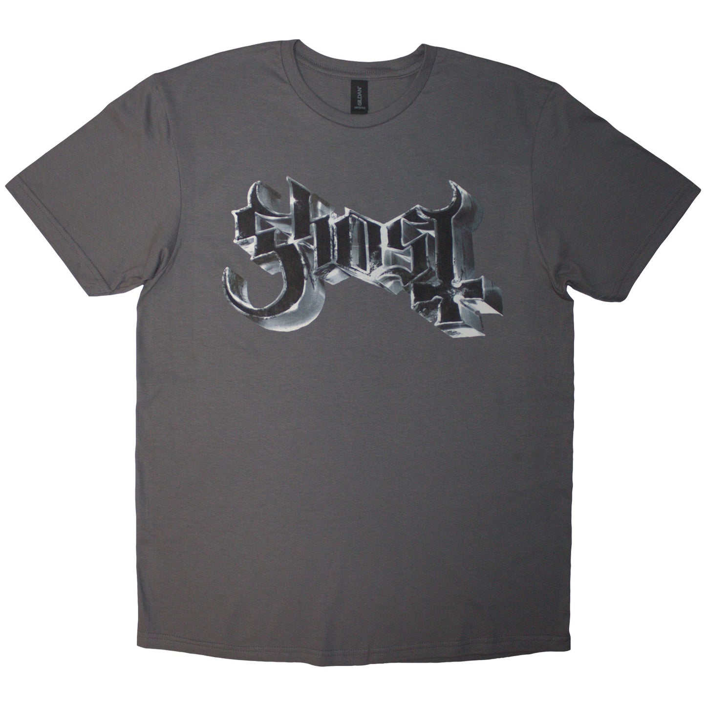 GHOST - Chrome Logo & Grucifix Outline T-Shirt