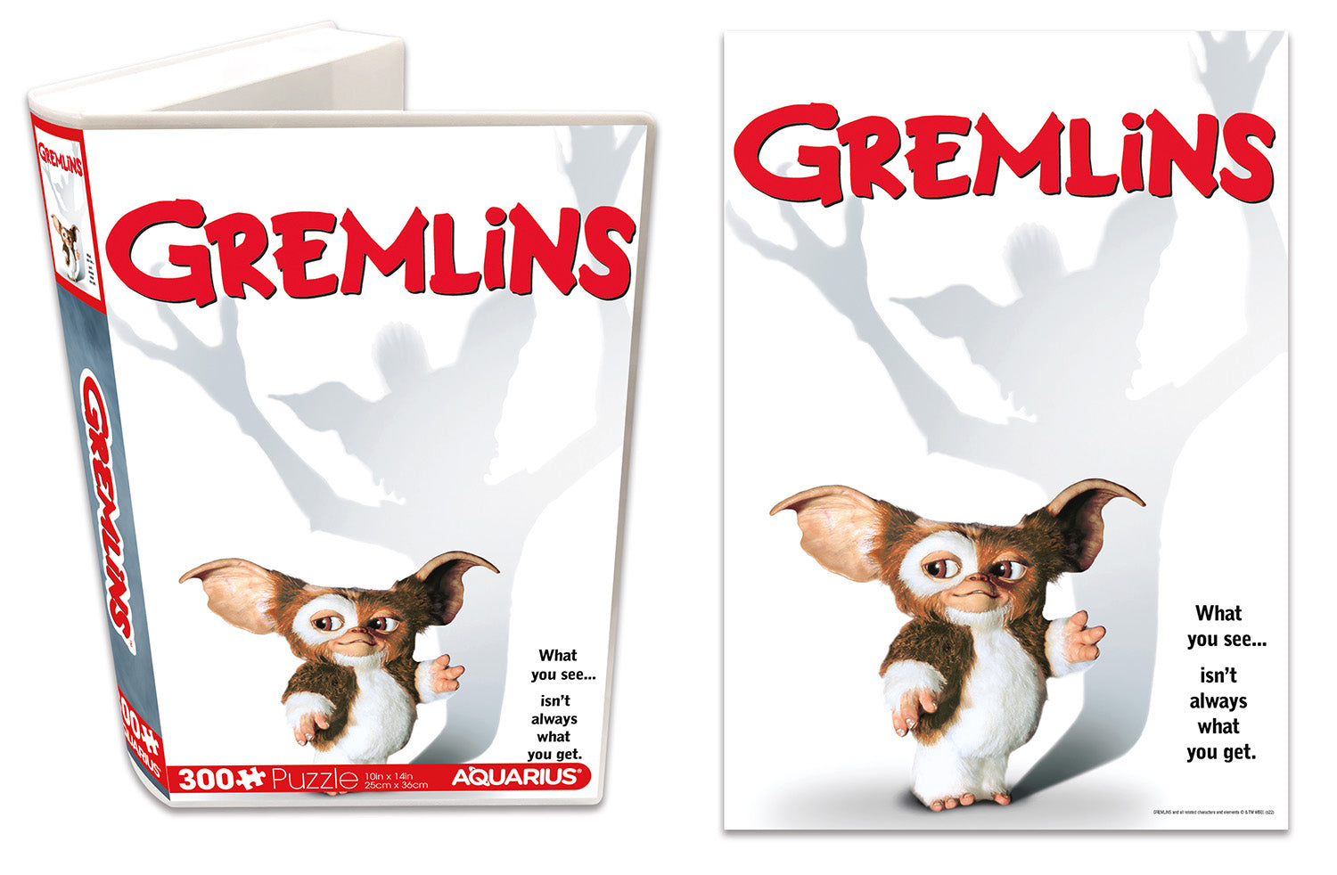 300-piece GREMLINS VHS-style jigsaw puzzle box featuring artwork of a Gremlin character