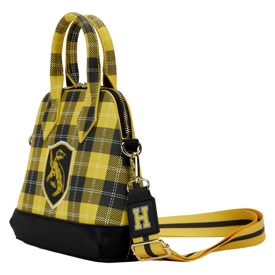 LOUNGEFLY : HARRY POTTER - Hufflepuff Varsity Plaid Crossbody Bag