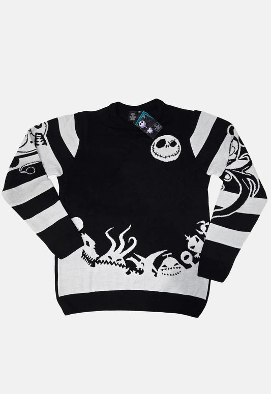 NIGHTMARE BEFORE CHRISTMAS - Jacks Monsters Striped Sleeve Jumper