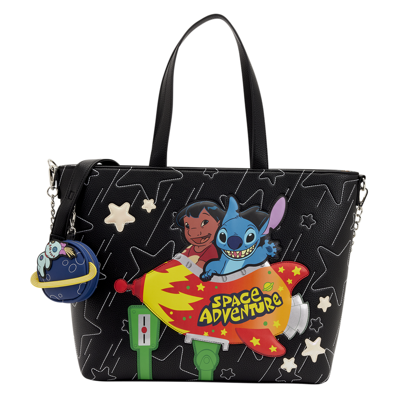 LOUNGEFLY : DISNEY - Lilo and Stitch Adventure Glow Tote Crossbody Bag with Coin Bag