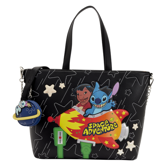 LOUNGEFLY : DISNEY - Lilo and Stitch Adventure Glow Tote Crossbody Bag with Coin Bag