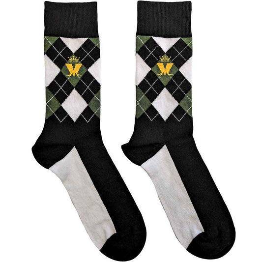 MADNESS - Crown & M Green Diamond (Black) Socks (7-11)