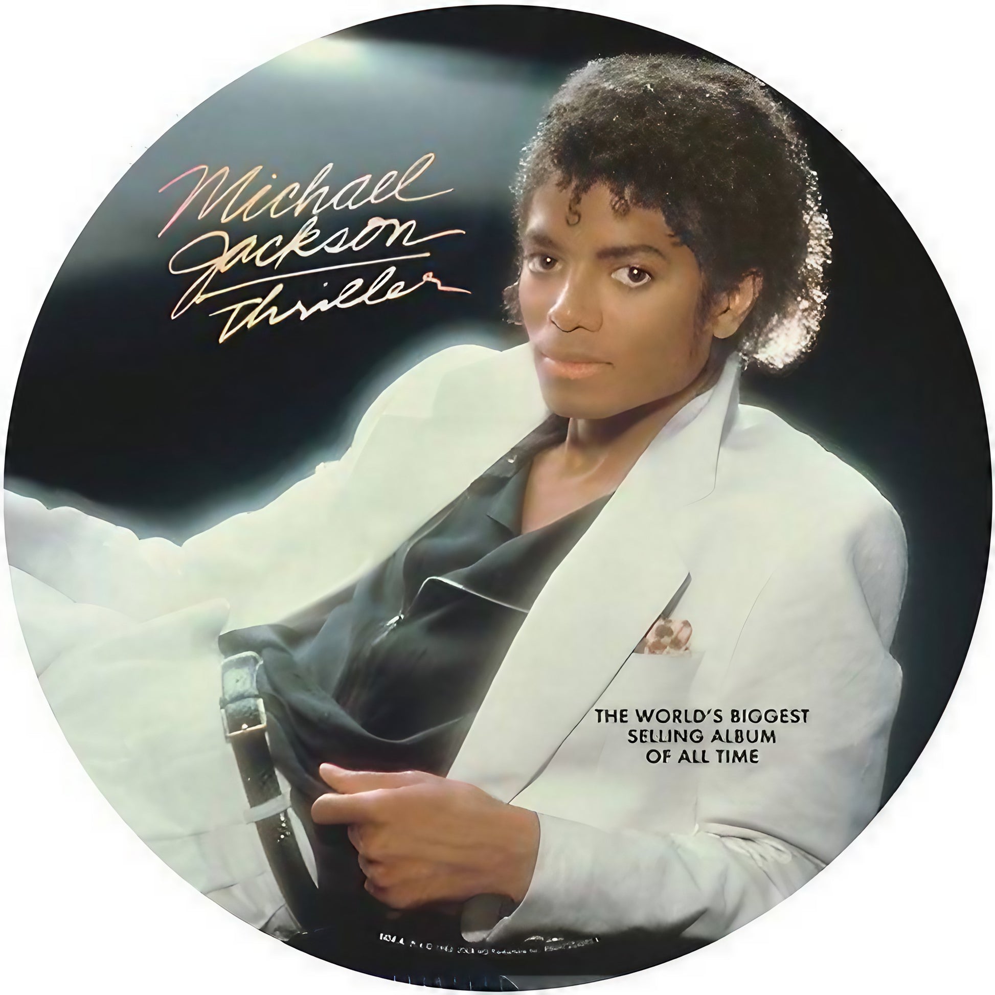 Picture disc vinyl album cover of Michael Jackson's Thriller