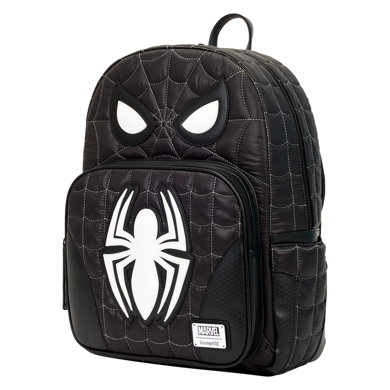 LOUNGEFLY : MARVEL - Spider-Man Black & White Suit Cosplay Quilted Full-Size Backpack