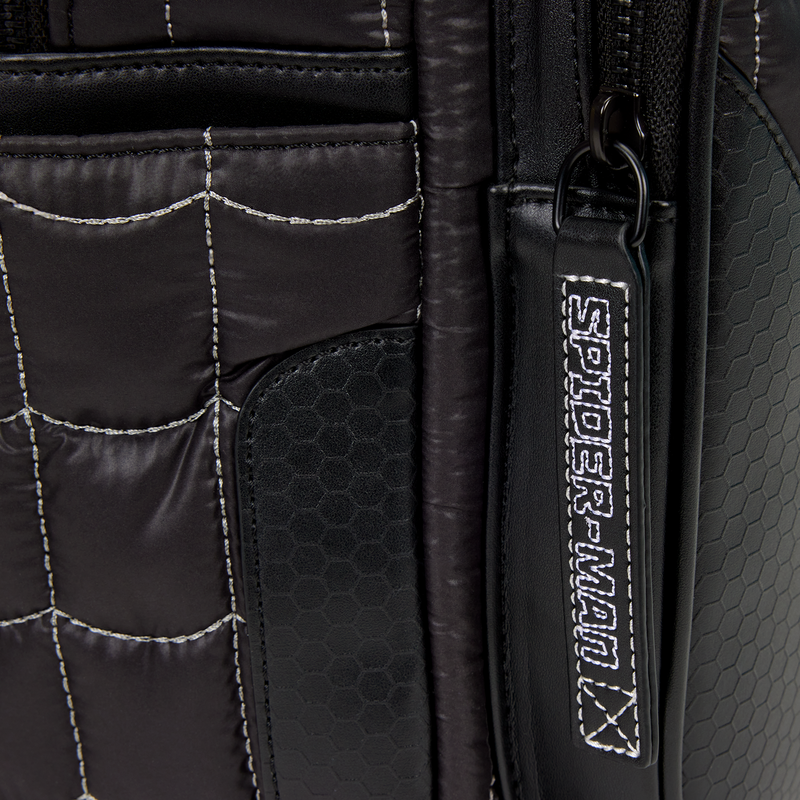 LOUNGEFLY : MARVEL - Spider-Man Black & White Suit Cosplay Quilted Full-Size Backpack