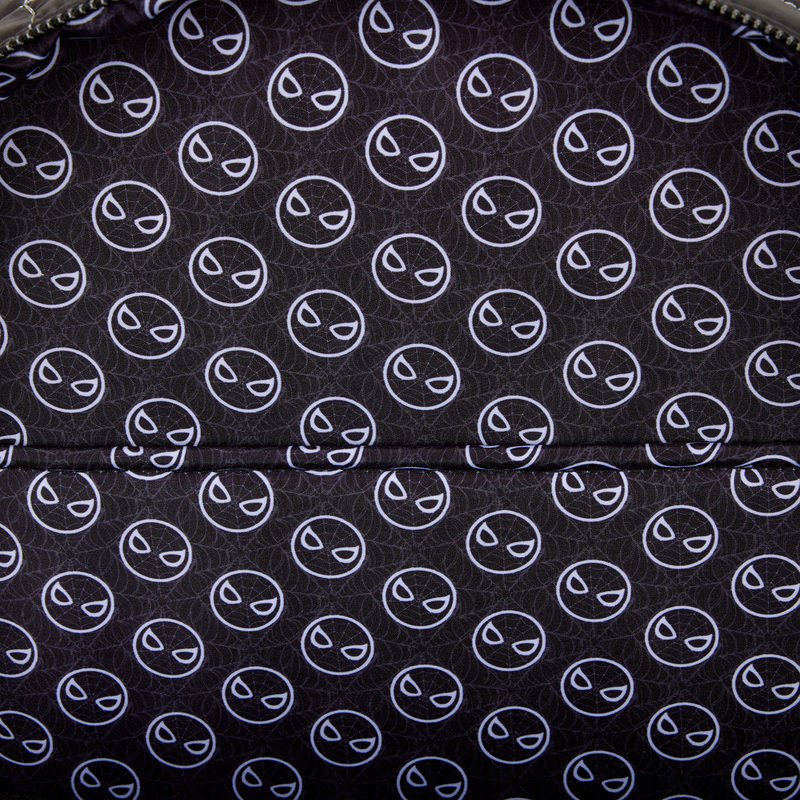 LOUNGEFLY : MARVEL - Spider-Man Black & White Suit Cosplay Quilted Full-Size Backpack