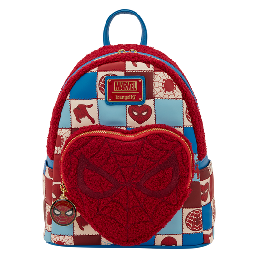 LOUNGEFLY : MARVEL - Spider-Man Sherpa Heart Mini Backpack