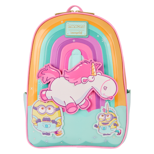 LOUNGEFLY : MINIONS - Fluffy Unicorn Rainbow Mini Backpack