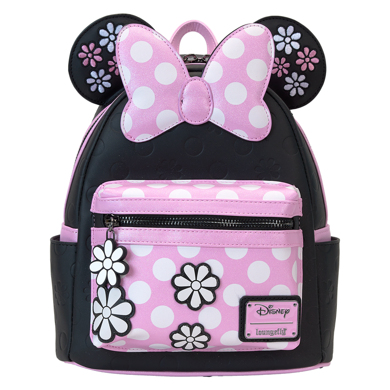 LOUNGEFLY : DISNEY - Minnie Mouse Floral Rock The Dots Mini Backpack