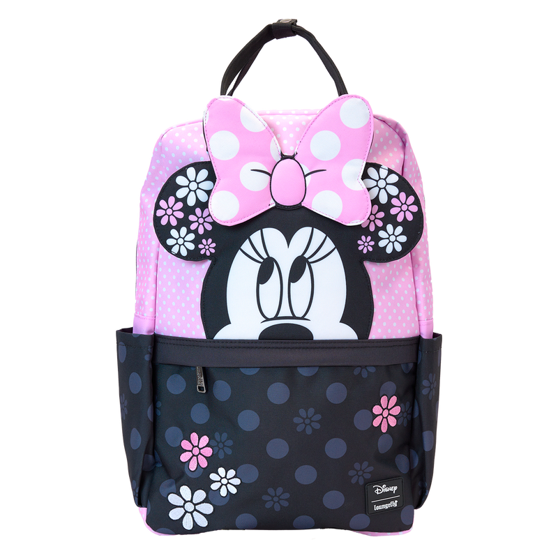 LOUNGEFLY : DISNEY - Minnie Mouse Floral Rock The Dots Nylon Backpack