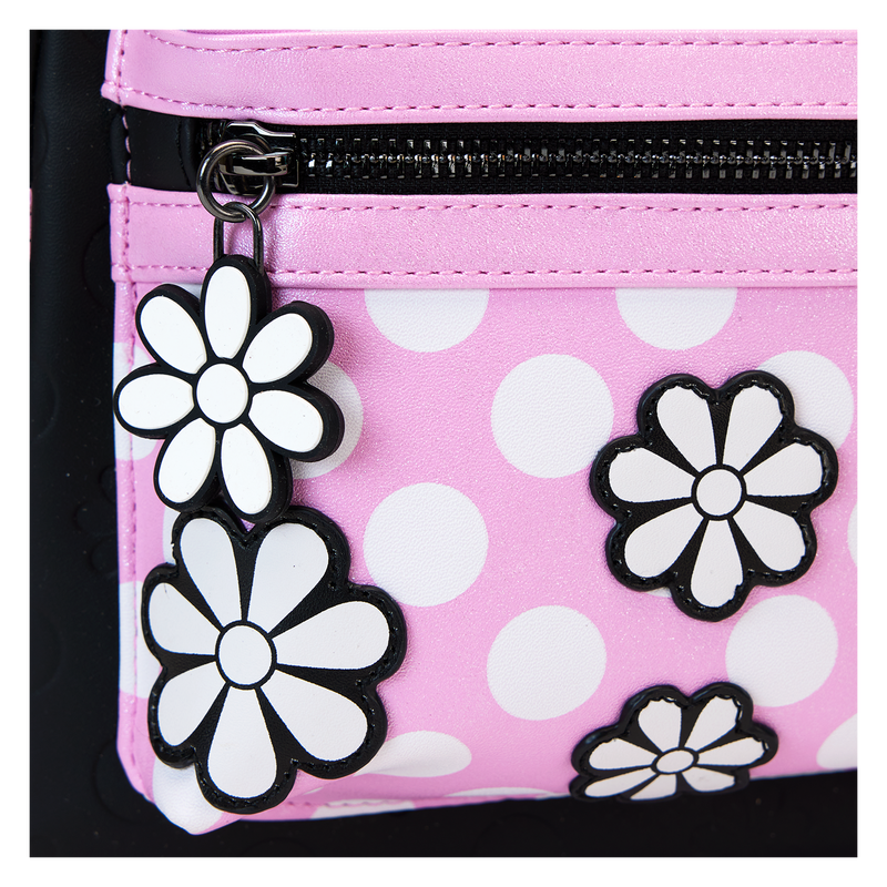 LOUNGEFLY : DISNEY - Minnie Mouse Floral Rock The Dots Mini Backpack