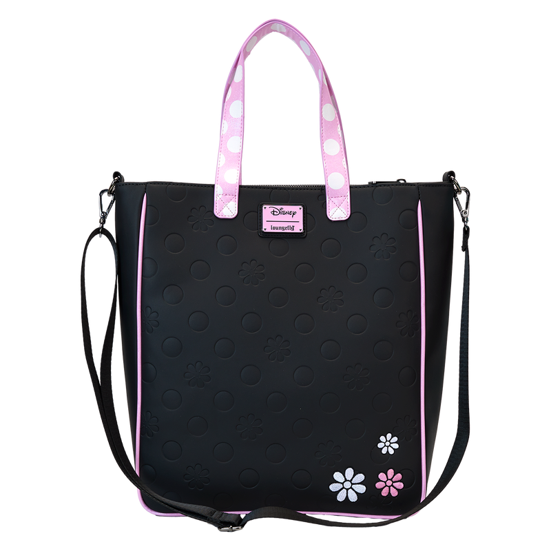 LOUNGEFLY : DISNEY - Minnie Mouse Floral Rock The Dots Tote With Coin Bag