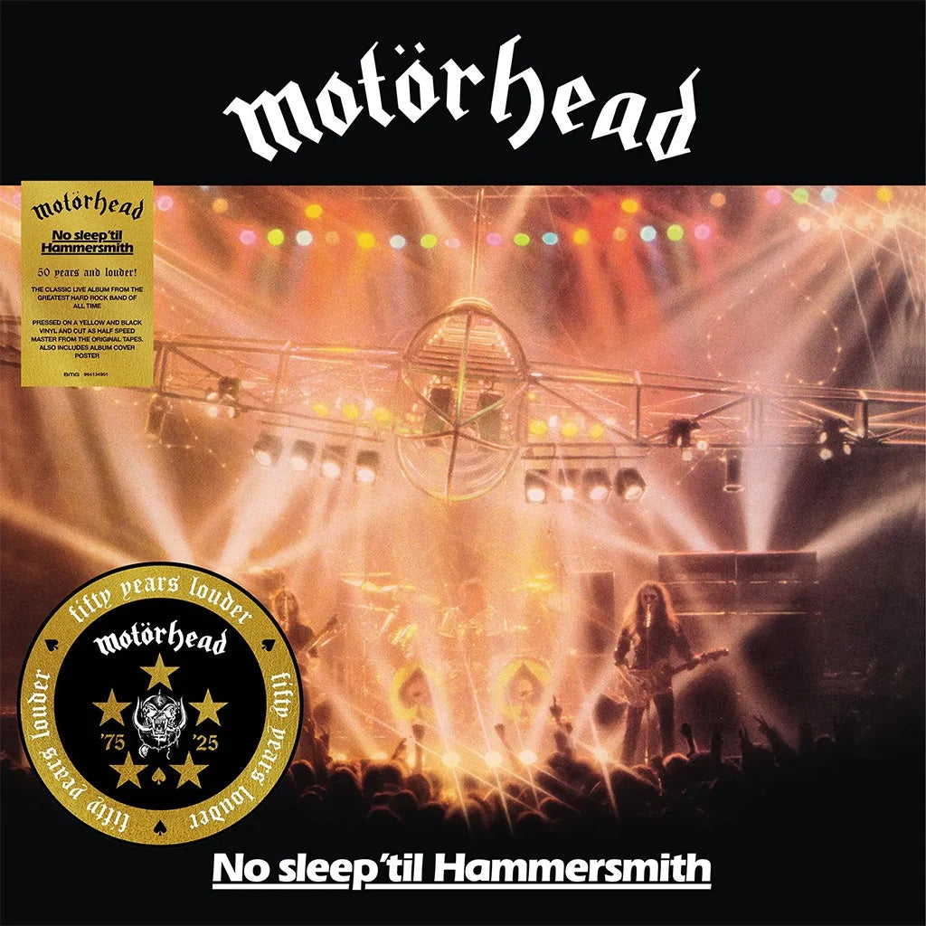 MOTORHEAD - No Sleep 'Til Hammersmith Live (50th Anniversary Edition) Yellow/Black Splatter Vinyl Album