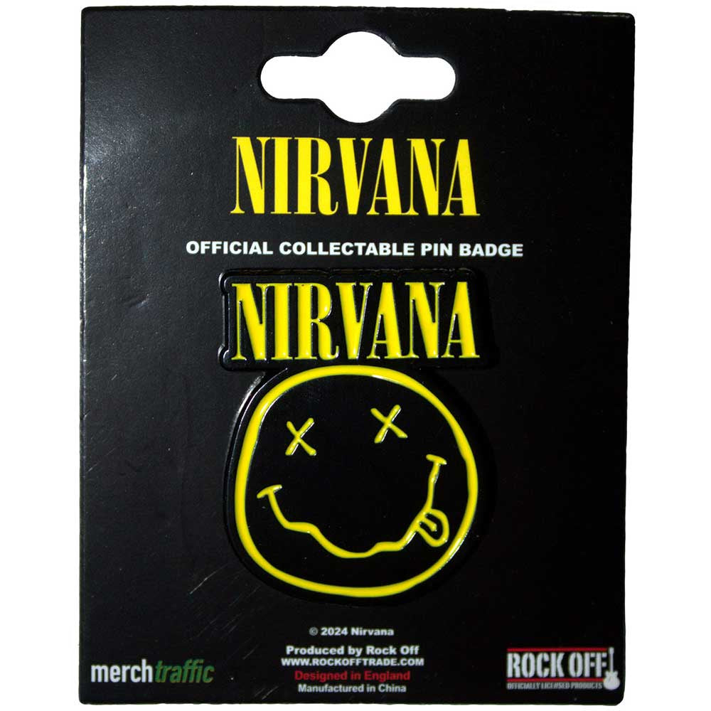 NIRVANA - Logo & Happy Face Cut-Out Pin Badge