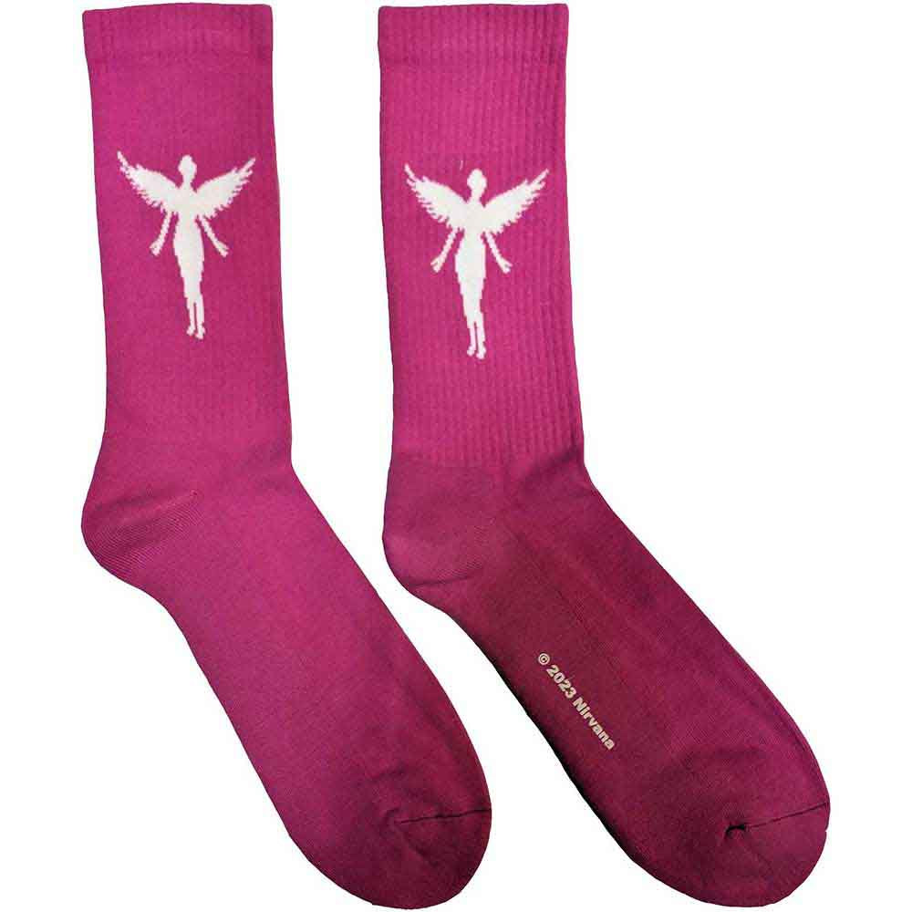 NIRVANA - In Utero White Angel Pink Socks (7 - 11)