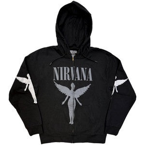 NIRVANA - In Utero Mono Charcoal Grey Zipped Hoodie