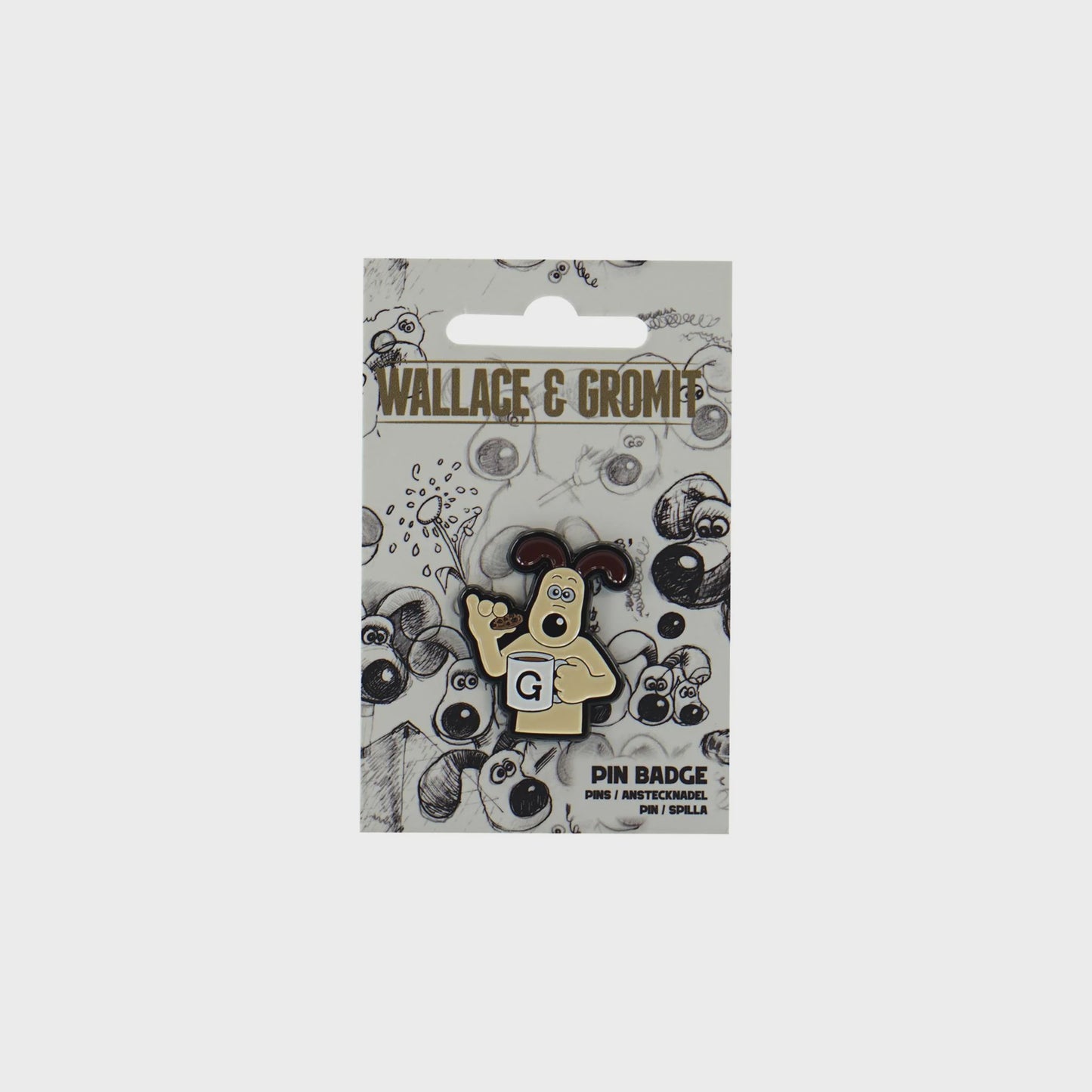 WALLACE & GROMIT - Gromit With Cup Pin Badge