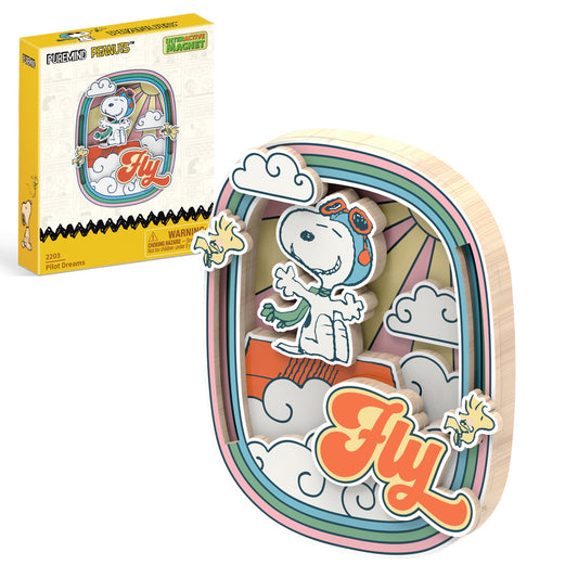 PUREMIND : PEANUTS - Snoopy's Pilot Dreams Wooden Magnet