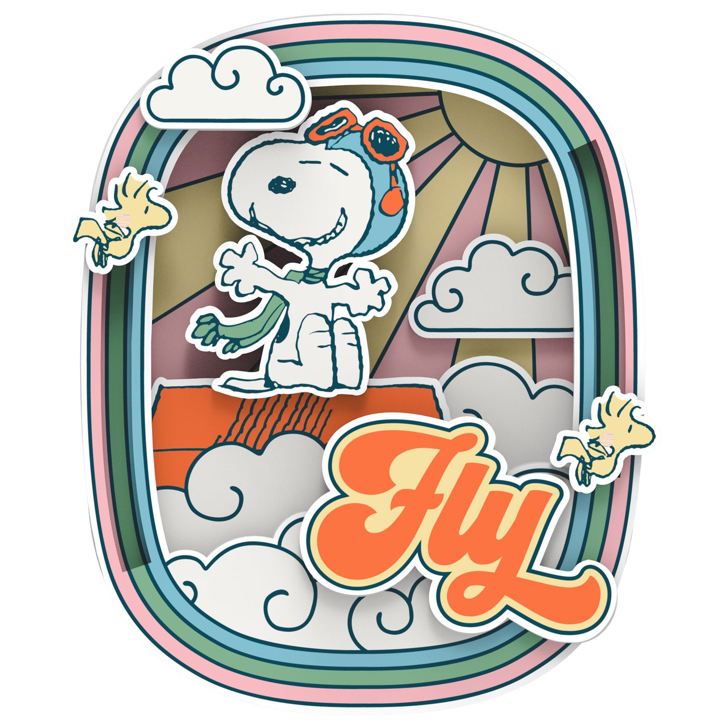 PUREMIND : PEANUTS - Snoopy's Pilot Dreams Wooden Magnet