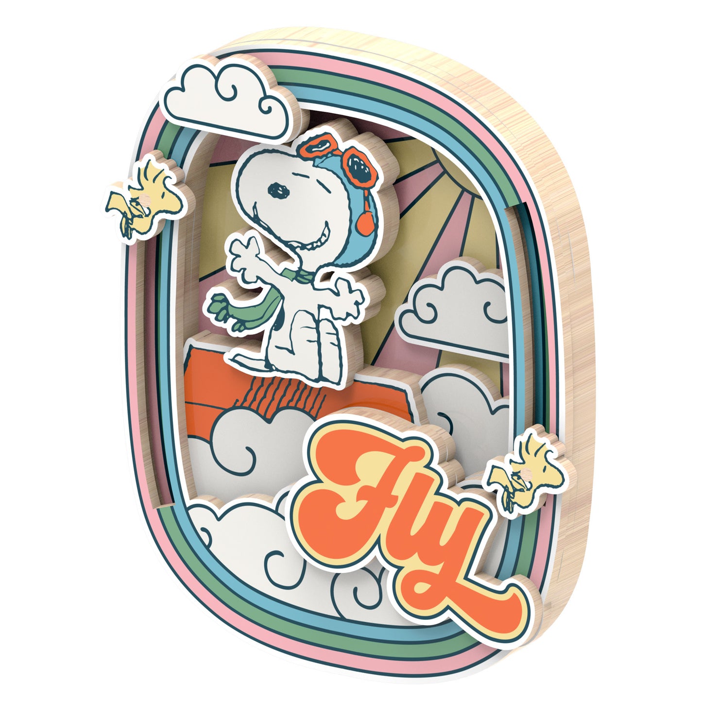 PUREMIND : PEANUTS - Snoopy's Pilot Dreams Wooden Magnet