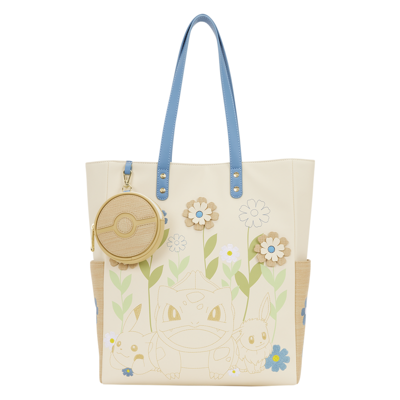 LOUNGEFLY : POKEMON - Floral Tote Crossbody Bag With Coin Bag