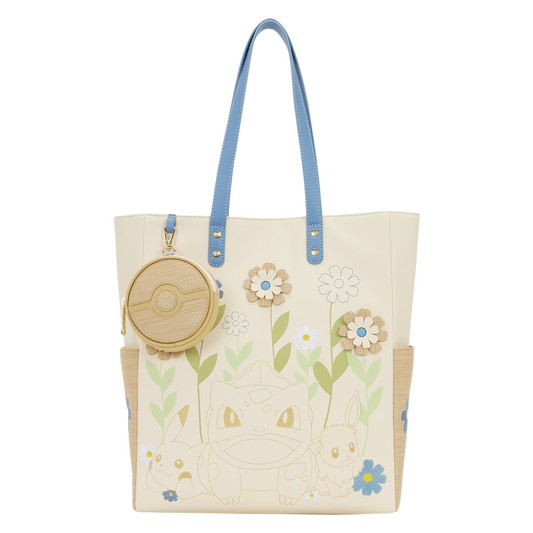 LOUNGEFLY : POKEMON - Floral Tote Crossbody Bag With Coin Bag