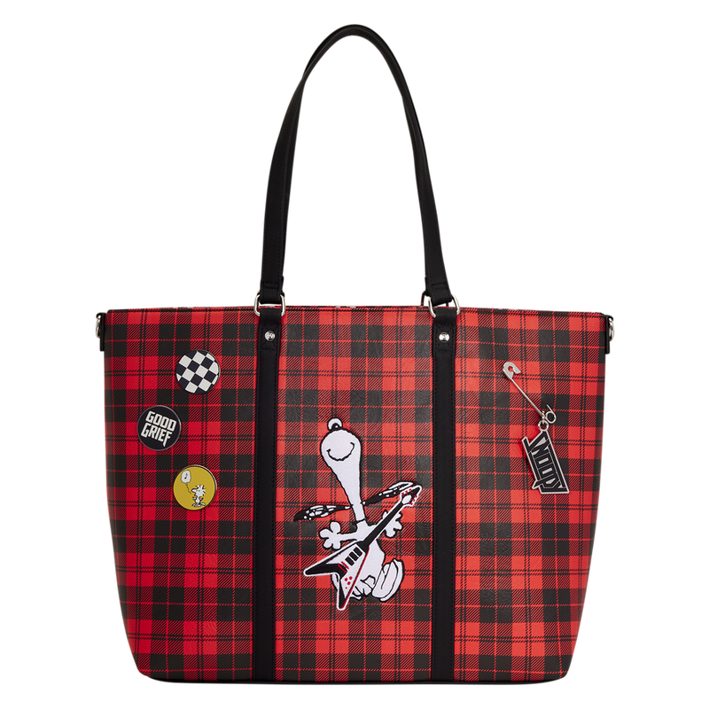 LOUNGEFLY : PEANUTS - Punk Snoopy Grunge Tote Crossbody Bag