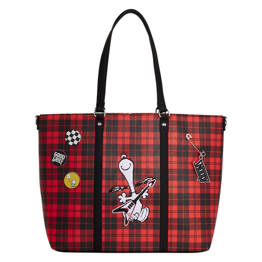 LOUNGEFLY : PEANUTS - Punk Snoopy Grunge Tote Crossbody Bag