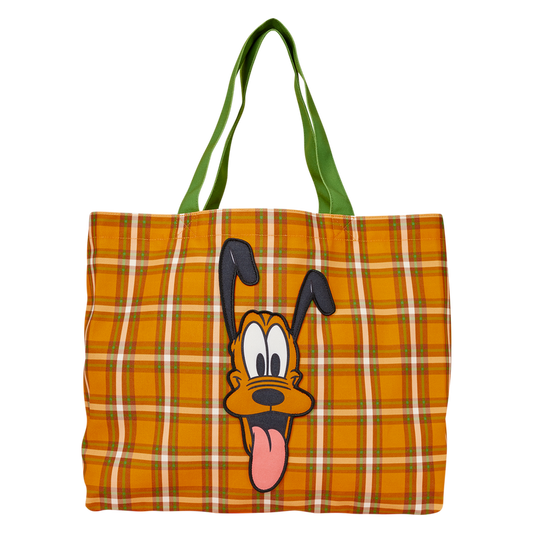 LOUNGEFLY : DISNEY - Pluto 95th Anniversary Plaid Canvas Tote Bag