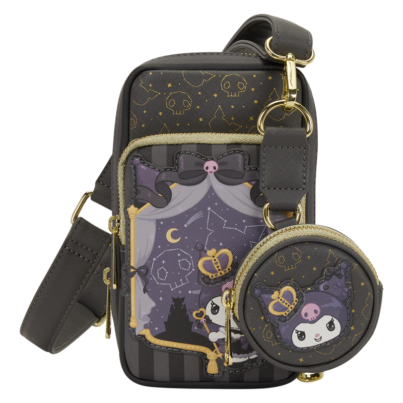 LOUNGEFLY : SANRIO - Kuromi 20th Anniversary Cell Phone Crossbody Bag With Coin Bag