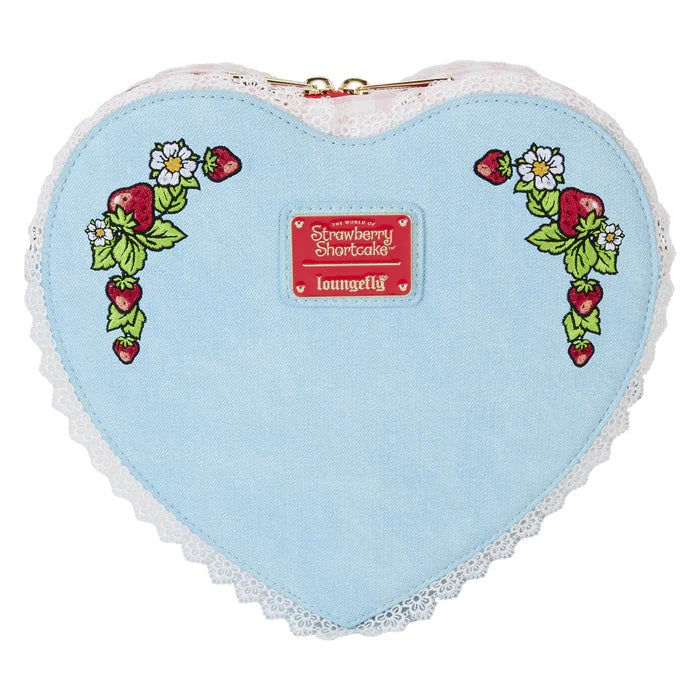 LOUNGEFLY : STRAWBERRY SHORTCAKE - Denim Heart Crossbody Bag