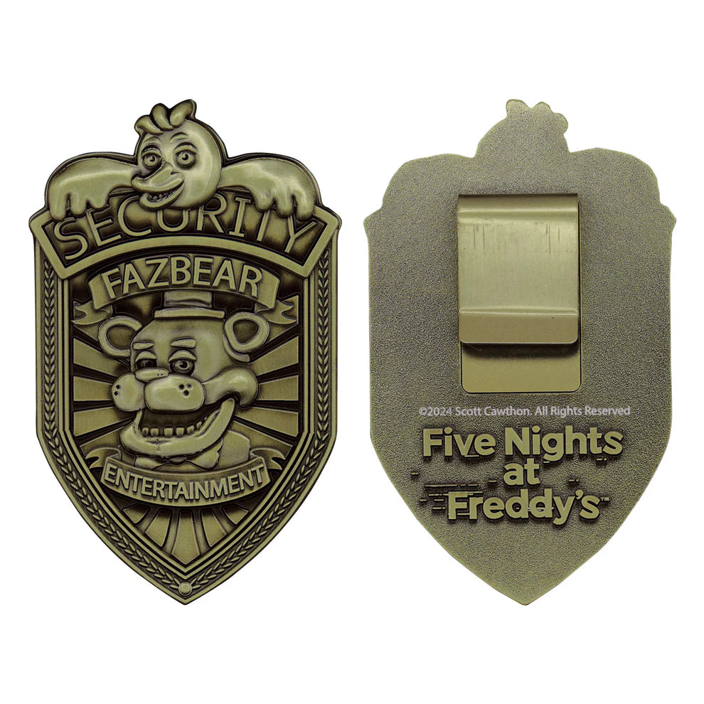 FIVE NIGHTS AT FREDDY'S - Security Badge Antique Brass Edition Replica