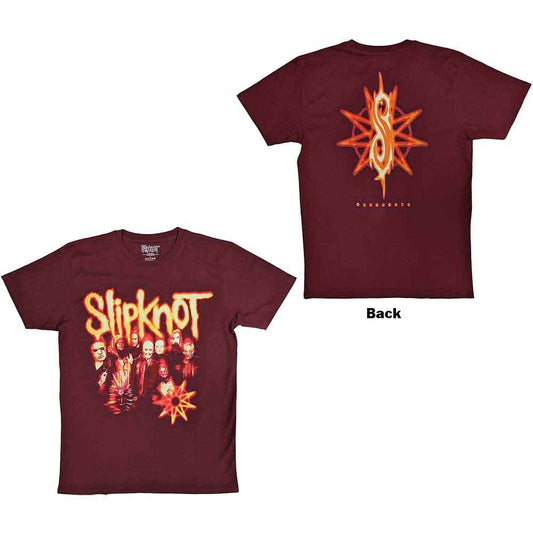 SLIPKNOT - The End, So Far Group Photo Tribal S Nonogram Maroon Red T-Shirt