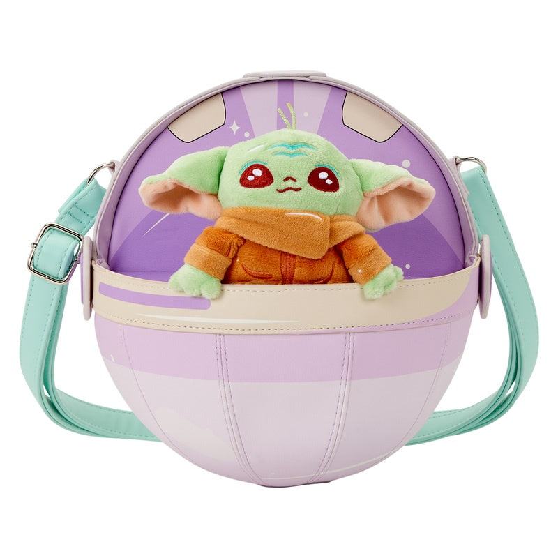 LOUNGEFLY : STAR WARS - Mandalorian Grogu Figural Pod Plush Crossbody Bag