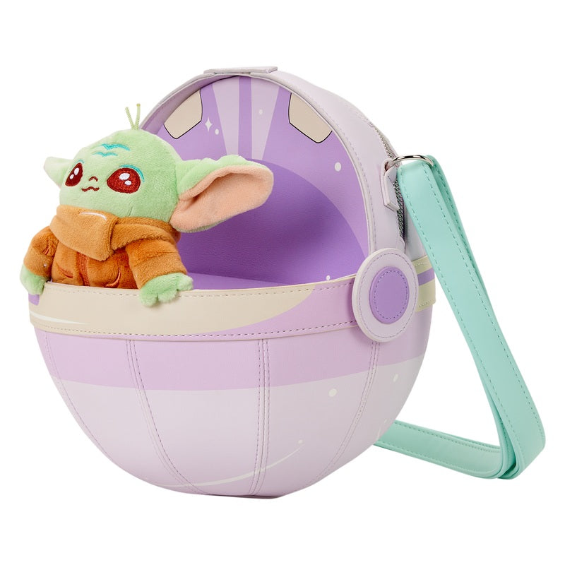 LOUNGEFLY : STAR WARS - Mandalorian Grogu Figural Pod Plush Crossbody Bag