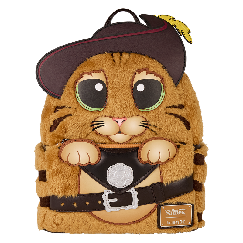 LOUNGEFLY : DREAMWORKS - Shrek Puss In Boots Plush Cosplay Mini Backpack