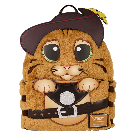 LOUNGEFLY : DREAMWORKS - Shrek Puss In Boots Plush Cosplay Mini Backpack