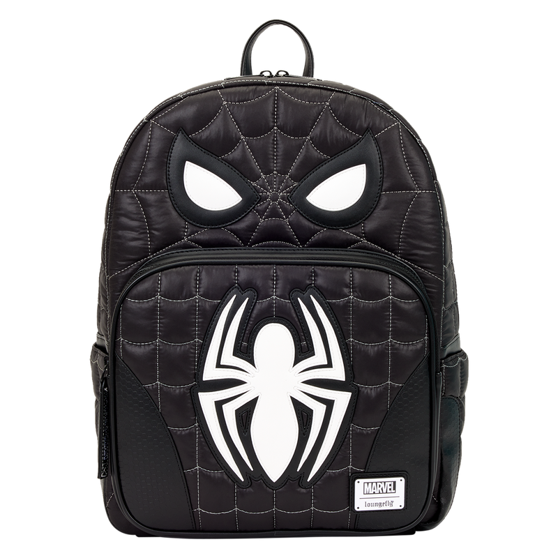 LOUNGEFLY : MARVEL - Spider-Man Black & White Suit Cosplay Quilted Full-Size Backpack