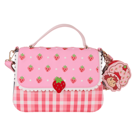 LOUNGEFLY : STRAWBERRY SHORTCAKE - Denim Gingham Crossbody Bag with Coin Bag
