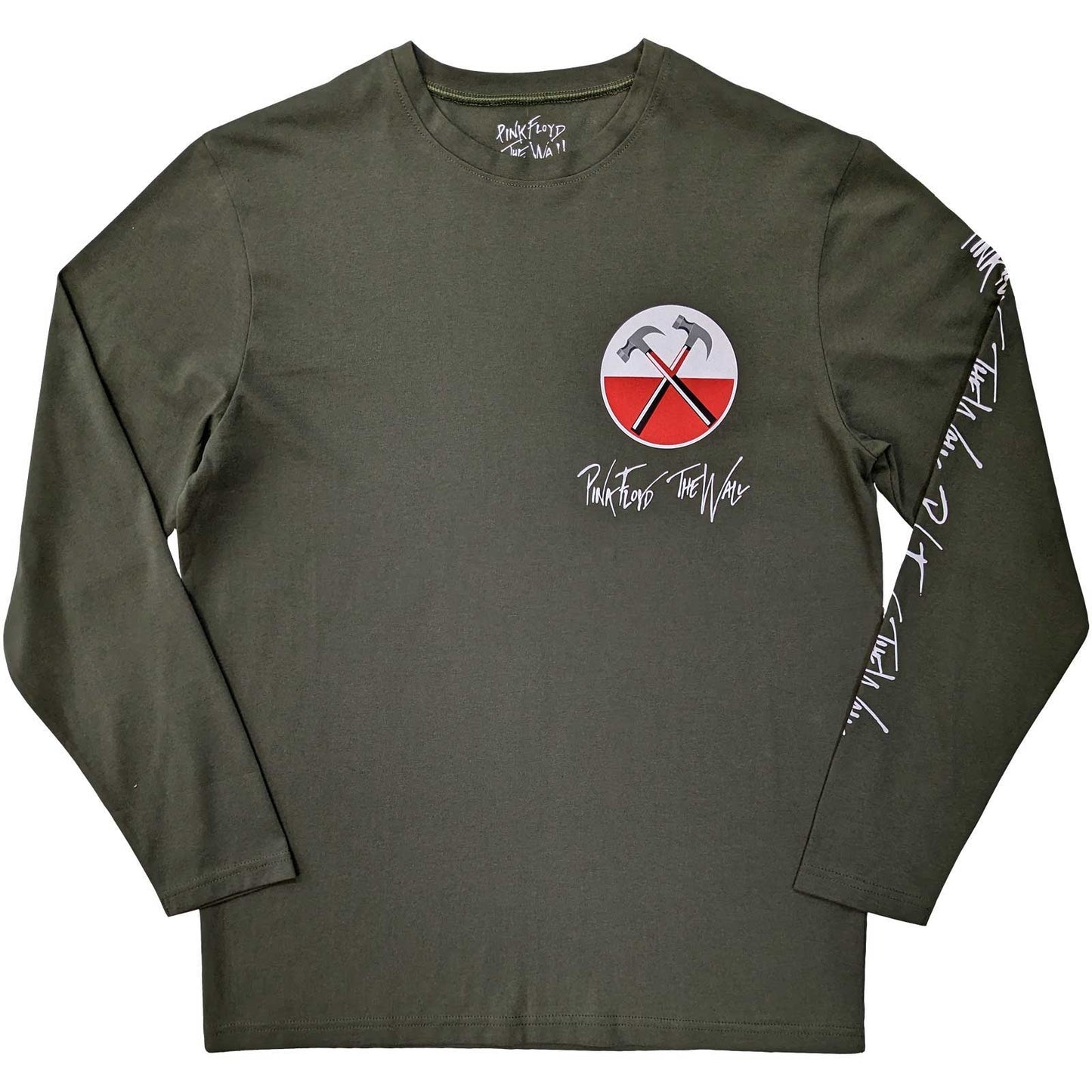 PINK FLOYD - Wall Hammers Logo Back & Sleeve Print Long Sleeve T-Shirt