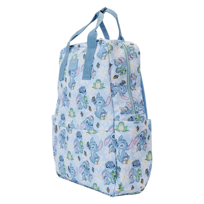 LOUNGEFLY : DISNEY - Lilo & Stitch Springtime AOP Nylon Backpack