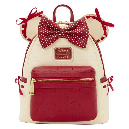 LOUNGEFLY : DISNEY - Minnie Mouse Rock The Dots Cream/Red Mini Backpack