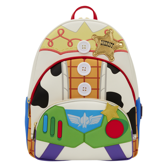 LOUNGEFLY : DISNEY PIXAR - Toy Story 5 Triple Pocket Jessie, Woody & Buzz Mini Backpack