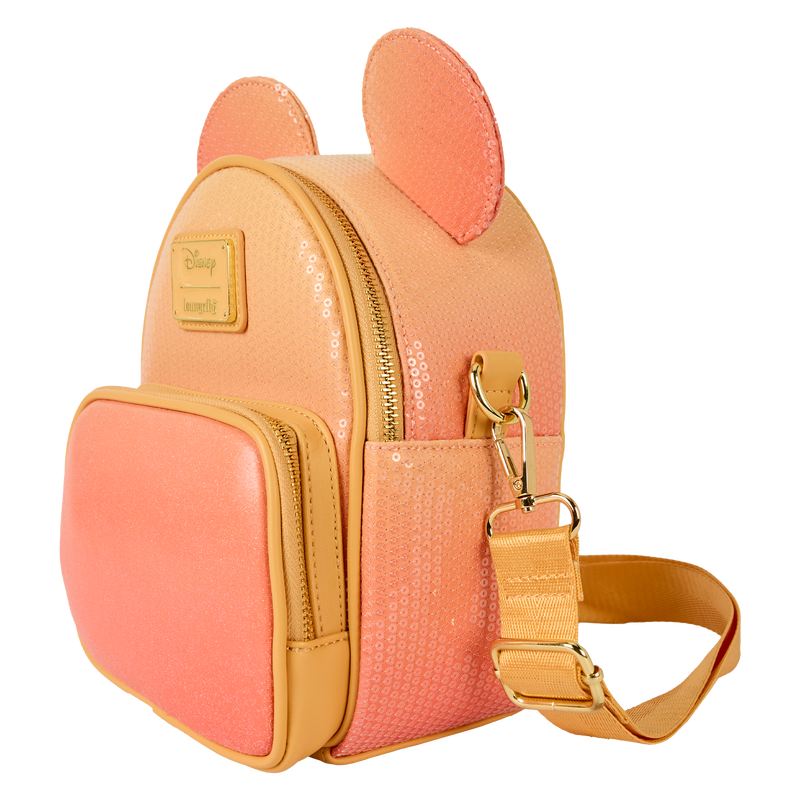 LOUNGEFLY : DISNEY - Mickey Mouse Glitter Sequin Convertible Mini Backpack & Crossbody Bag