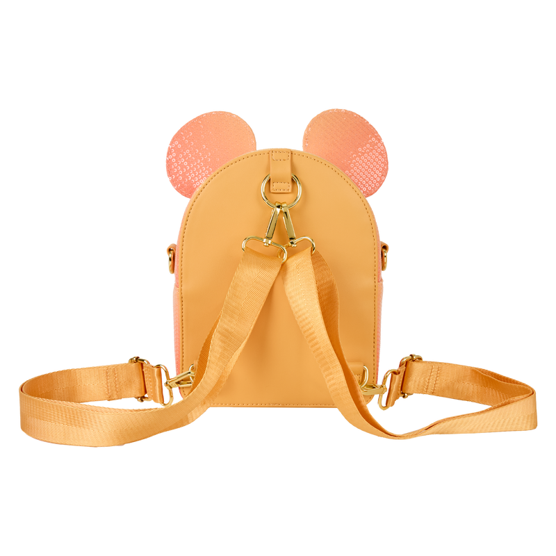 LOUNGEFLY : DISNEY - Mickey Mouse Glitter Sequin Convertible Mini Backpack & Crossbody Bag