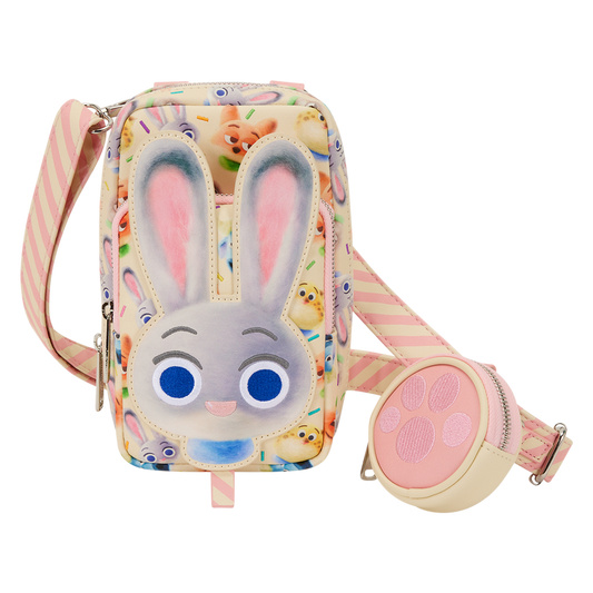 LOUNGEFLY : DISNEY - Zootopia Judy Hopps Cotton Candy Cosplay Cell Phone Crossbody Bag With Coin Bag