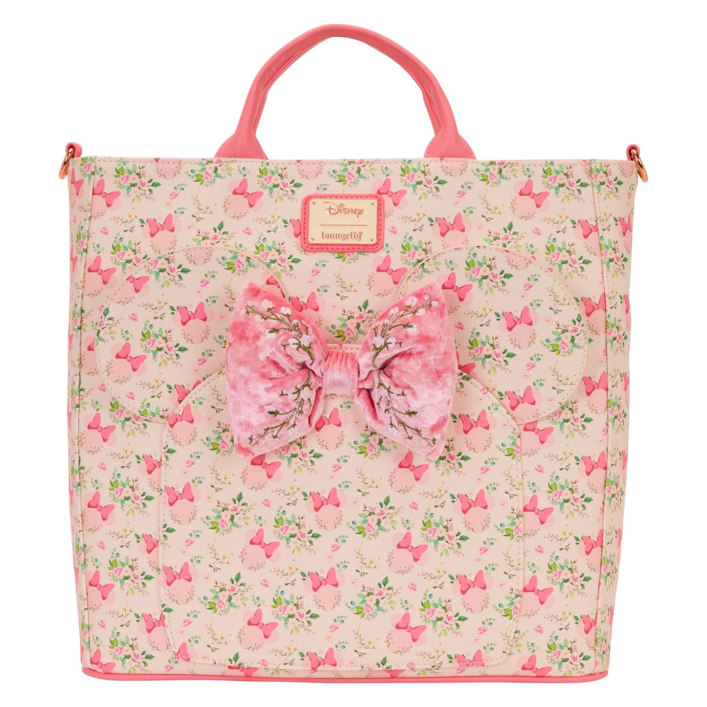 LOUNGEFLY : DISNEY - Minnie Mouse Floral Convertible Backpack & Tote Bag